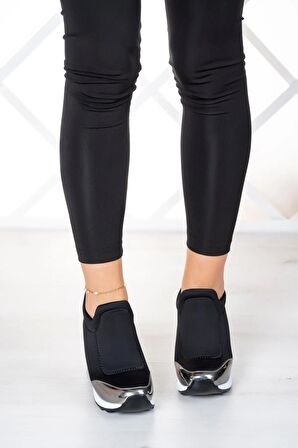 Anastasia Platin Vegan Ön Yüz Streç Gizli Dolgu Spor Ayakkabı