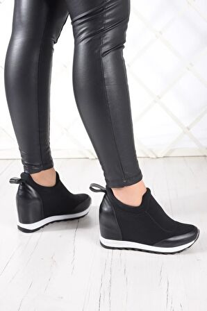 Anastasia Siyah Vegan Ön Yüz Streç Gizli Dolgu Spor Ayakkabı