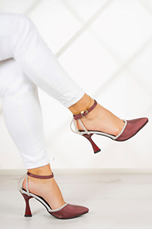 Martina Bordo Saten Taşlı Abiye Ayakkabı