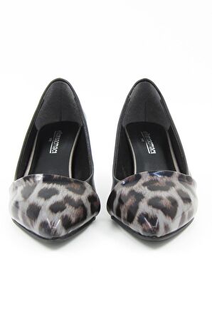 Laura Gri Leopar Vegan Topuklu Ayakkabı