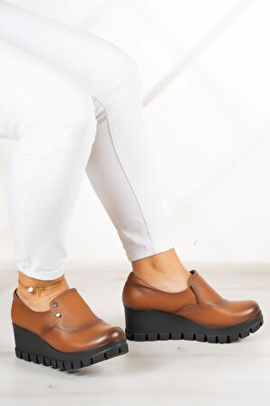 Gloria Taba Hakiki Deri Dolgu Topuklu Günlük Ayakkabı