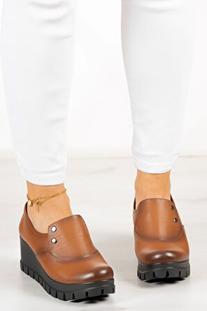 Gloria Taba Hakiki Deri Dolgu Topuklu Günlük Ayakkabı