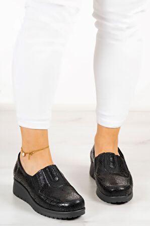 Jennifer Siyah Yılan Hakiki Deri Günlük Ayakkabı