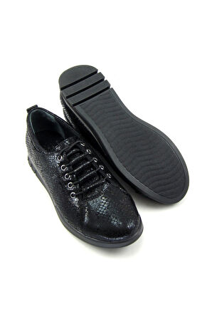 Khloe Siyah Yılan Hakiki Deri Günlük Ayakkabı