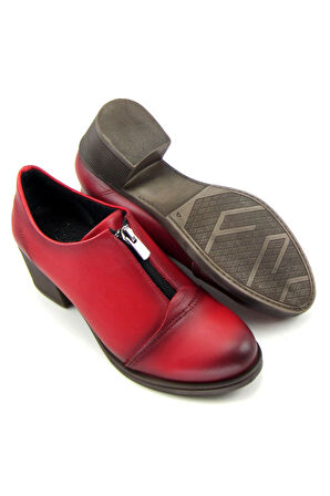 Brittany Kırmızı Hakiki Deri Günlük Topuklu Ayakkabı