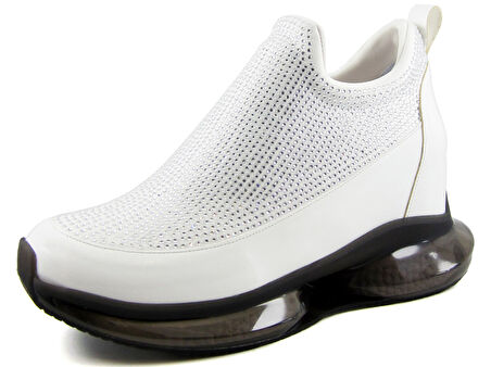 Viviana Beyaz Taşlı Streç Gizli Dolgu Günlük Ayakkabı