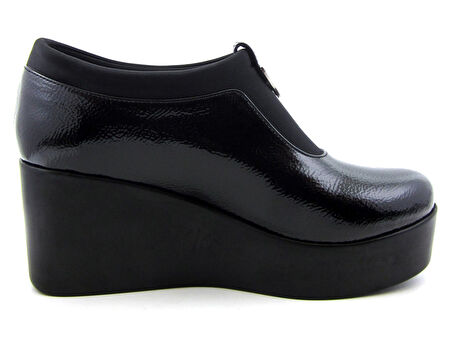 Sofia Exclusive Siyah Rugan Streç Tokalı Dolgu Topuklu Günlük Ayakkabı