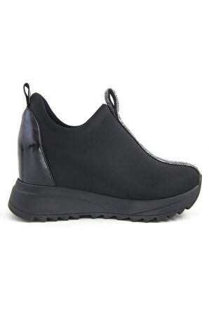 Luminita Siyah Gümüş Gizli Dolgu Günlük Ayakkabı