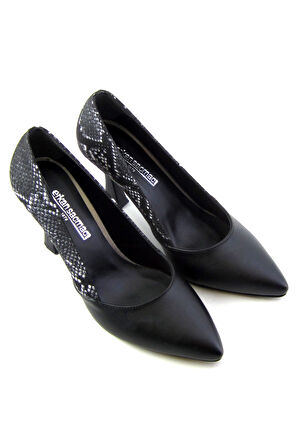 Luiza Siyah Yılan Kadeh Topuklu Ayakkabı