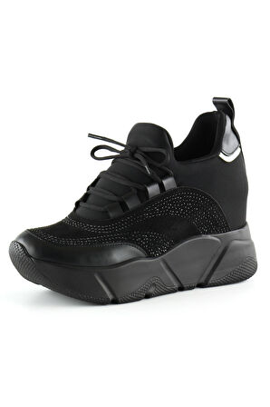 Eleanor Siyah Süet Streç Gizli Dolgu Günlük Ayakkabı
