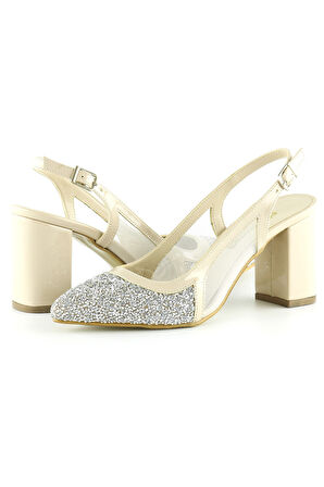 Panula Exclusive Ten Taşlı Fileli Arkası Açık Abiye Ayakkabı