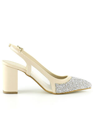 Panula Exclusive Ten Taşlı Fileli Arkası Açık Abiye Ayakkabı