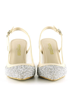 Panula Exclusive Ten Taşlı Fileli Arkası Açık Abiye Ayakkabı