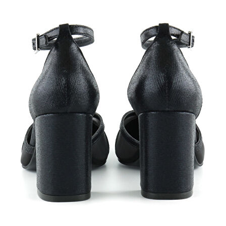 Diana Siyah Fileli Kalın Topuklu Ayakkabı