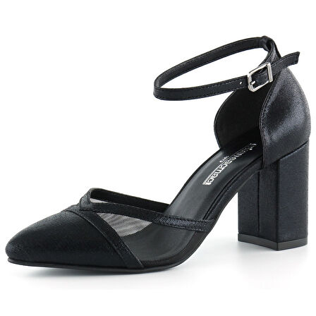 Diana Siyah Fileli Kalın Topuklu Ayakkabı