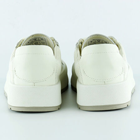 Bej Yüksek Taban Spor Fileli Harf Detaylı İncili Bağcıklı Platform Sneaker