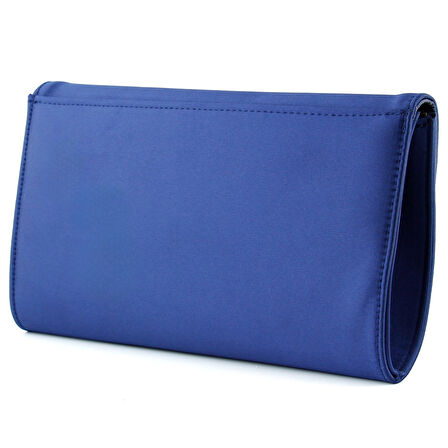 Erkan Saçmacı Lacivert Saten Zincir Askılı Manyetik Kapaklı İç Cepli Zarif Abiye El Çantası