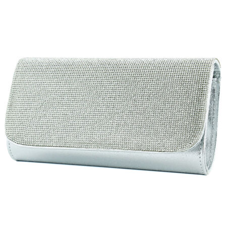 Erkan Saçmacı Lame Kristal Taşlı Zincir Askılı Manyetik Kapaklı Abiye El Çantası