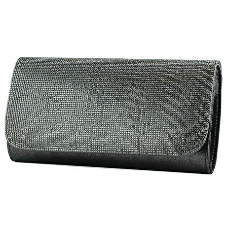 Erkan Saçmacı Antrasit Kristal Taşlı Zincir Askılı Manyetik Kapaklı Abiye El Çantası