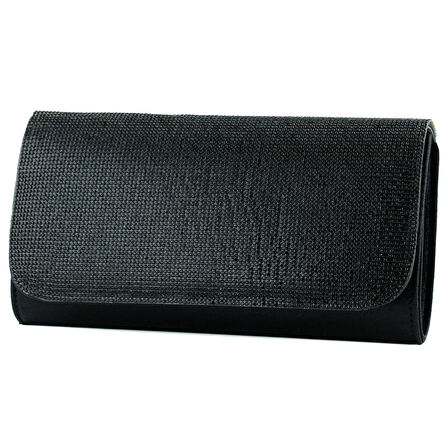 Erkan Saçmacı Siyah Kristal Taşlı Zincir Askılı Manyetik Kapaklı Abiye El Çantası