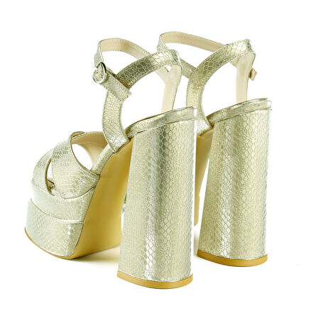 Erkan Saçmacı Whitney Dore Croco Önü Arkası Açık Çift Platformlu Bantlı Kalın Topuklu Abiye 