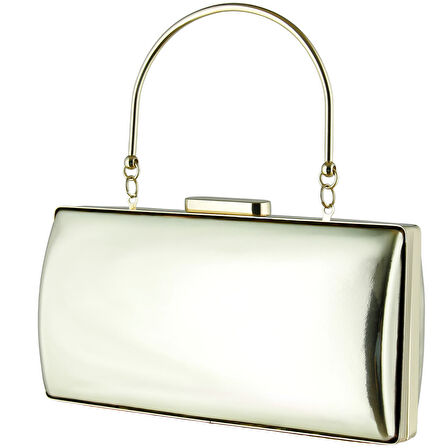 Erkan Saçmacı Altın Ayna Metal Saplı Zincirli Abiye El Çantası