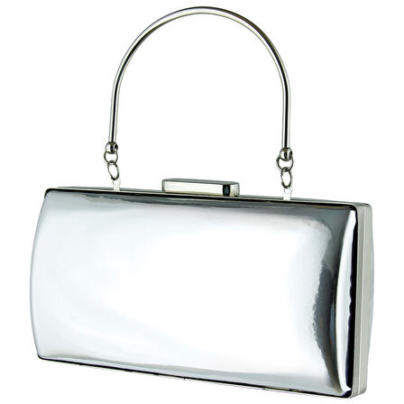 Erkan Saçmacı Gümüş Ayna Metal Saplı Zincirli Abiye El Çantası