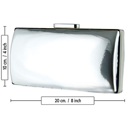 Erkan Saçmacı Gümüş Ayna Metal Saplı Zincirli Abiye El Çantası