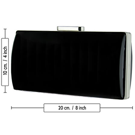 Erkan Saçmacı Siyah Ayna Metal Saplı Zincirli Abiye El Çantası