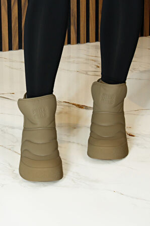 [8052] Camel Vegan Kürk Astarlı Yuvarlak Burun Günlük Bot