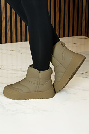 [8052] Camel Vegan Kürk Astarlı Yuvarlak Burun Günlük Bot