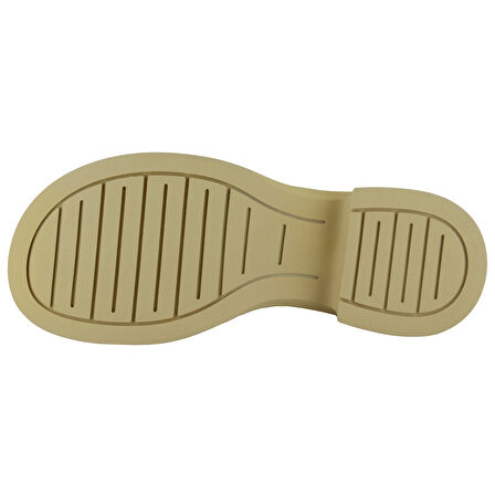 Erkan saçmacı Bej Rugan Streç Taşlı Tokalı Yuvarlak Burun Kalın Topuklu Günlük Bot