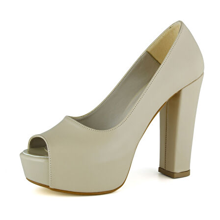 Erkan Saçmacı Carolina Ten Vegan Önü Açık Yuvarlak Burun Kalın Platform Topuklu Abiye Ayakkabı