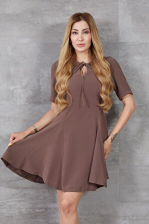 Kadın Volanlı Kısa Kollu Yazlık Mini Giy Çık Elbise 3752308