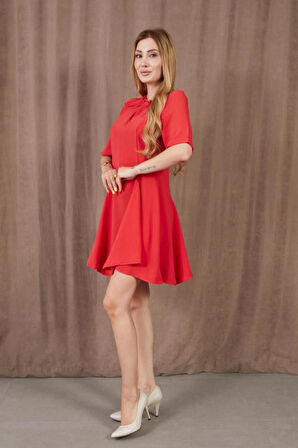 Kadın Volanlı Kısa Kollu Yazlık Mini Giy Çık Elbise 3752308