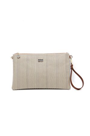 Kadın El Çantası 1034-37544 SİLVER POLO CLUTCH M132 BEJ-MAT TABA
