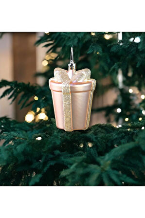 Yılbaşı Süsü Simli Mat Hediye Paketi 2'li Rose 10 cm