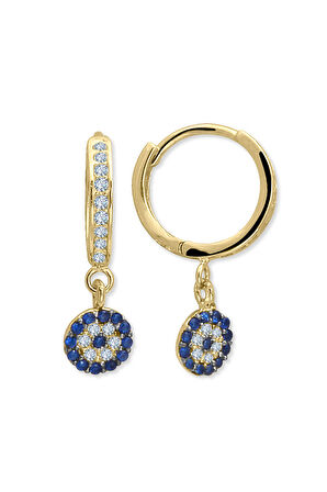 Nazar Boncuklu Altın Küpe