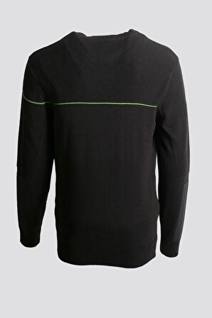 Erkek Triko Bisiklet Yaka Cep Detaylı Siyah 3755