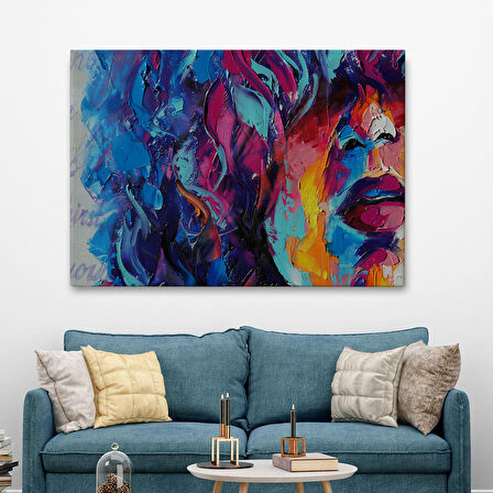 Güzel Kızın Soyut Resmi Yağlıboya Görünüm Dekoratif Kanvas Duvar Tablosu-3755