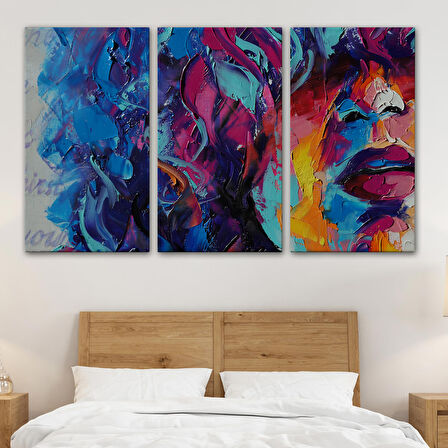 Güzel Kızın Soyut Resmi Yağlıboya Görünüm Dekoratif Kanvas Duvar Tablosu-3755