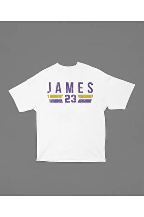 James 23 Baskılı Laakers Baskılı Oversize Efsane Basketbolcu Tişört