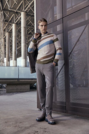 Erkek Bisiklet Yaka Triko Bej 3759