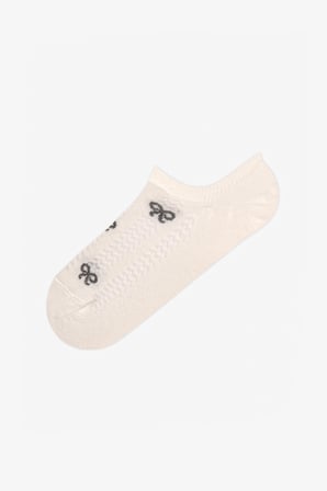 Kahve Ribbon Jakarlı Fiyonk Desenli Pamuklu 3 Çift Sneaker Çorap