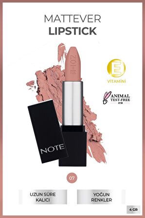 Note Mattever Lipstick Yarı Mat Saten Bitişli Ruj 07 Whisper Talks - Nude