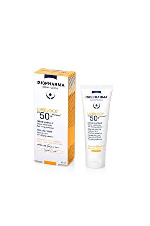 Isis Pharma Uveblock Mineral Cream 50+ Faktör Hassas Ciltler İçin Renkli Güneş Koruyucu Krem 40 ml