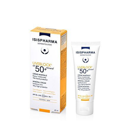 Isis Pharma Uveblock Mineral Cream 50+ Faktör Hassas Ciltler İçin Renkli Güneş Koruyucu Krem 40 ml