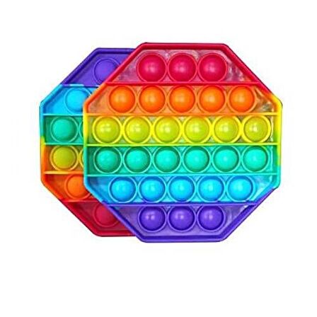 Pop It Duyusal Zihinsel Oyuncak  ( Rainbow Renk, Sekizgen )