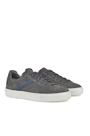 Ziya, Erkek Hakiki Deri Sneaker 1411026Z375 Koyu Gri