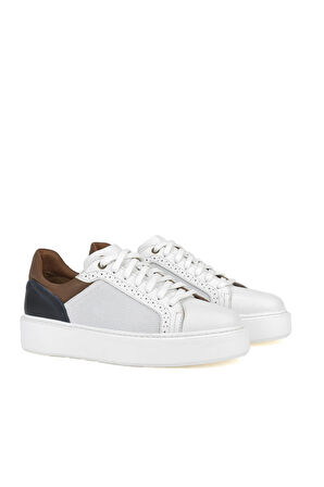 Ziya, Erkek Hakiki Deri Sneaker 1411026ZH88 Beyaz